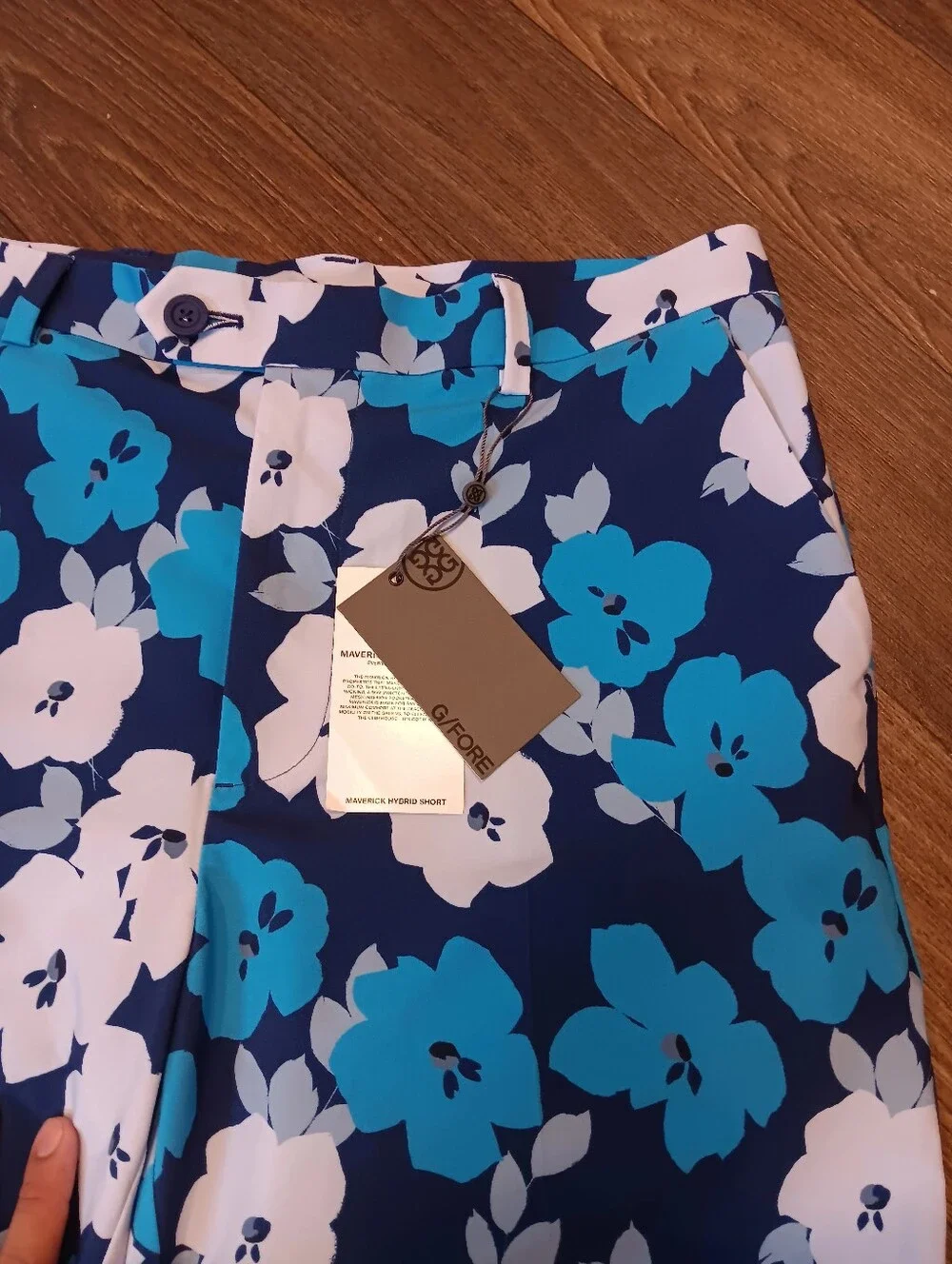 G/Fore G4 Maverick Hybrid Blue Print Stretch Wicking PGA Golf Shorts Mens Sz 34